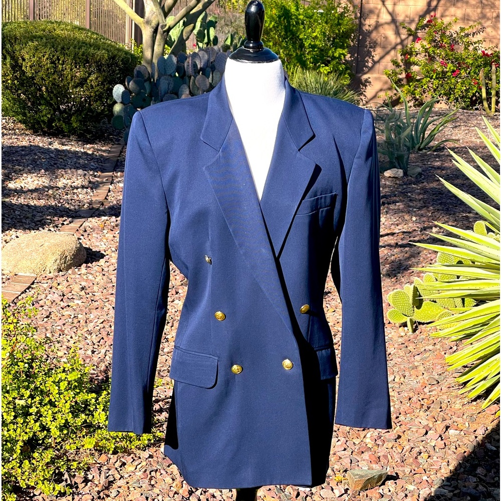 Navy Blue Double-Breasted Blazer